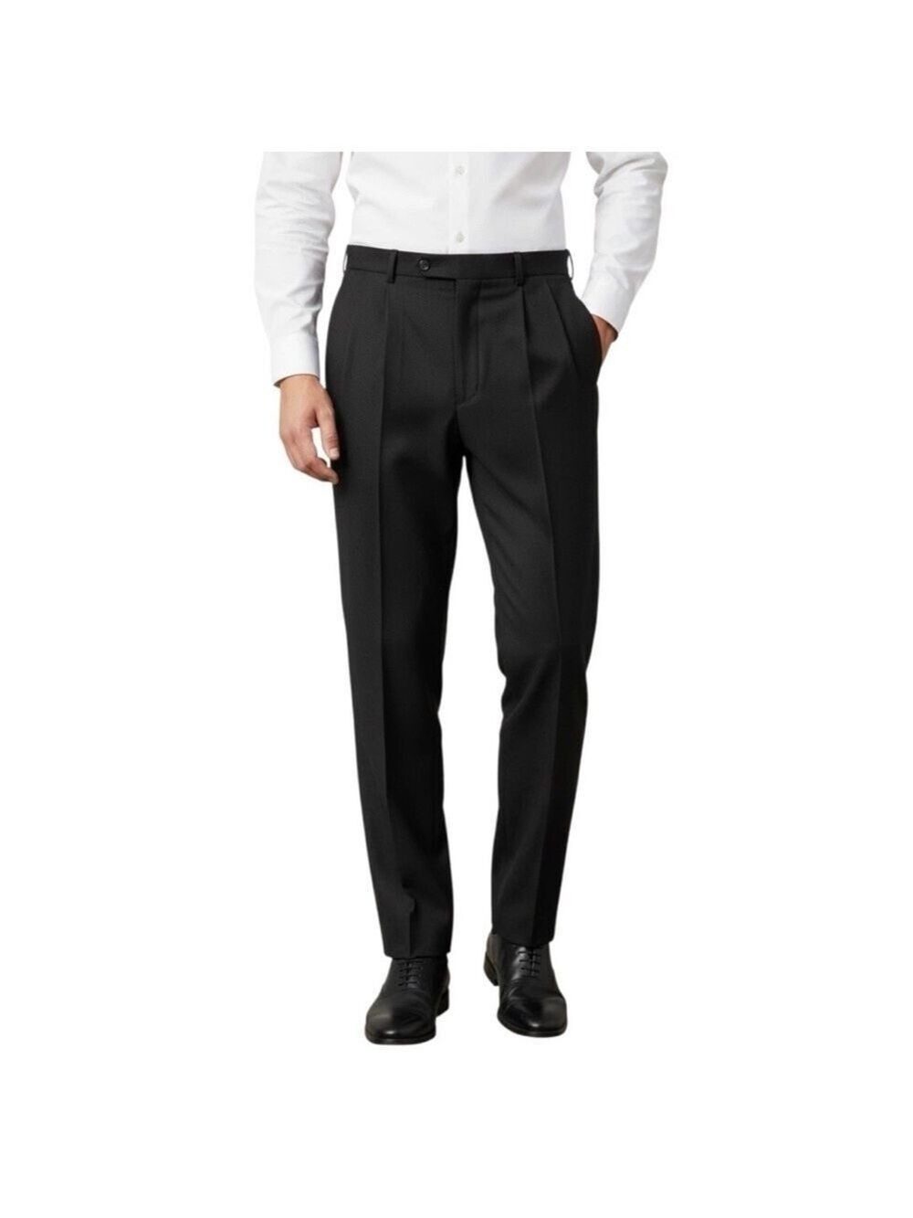 Oscar de la Renta Black Pleated Dress Pants W32.5 L28.75 Classic